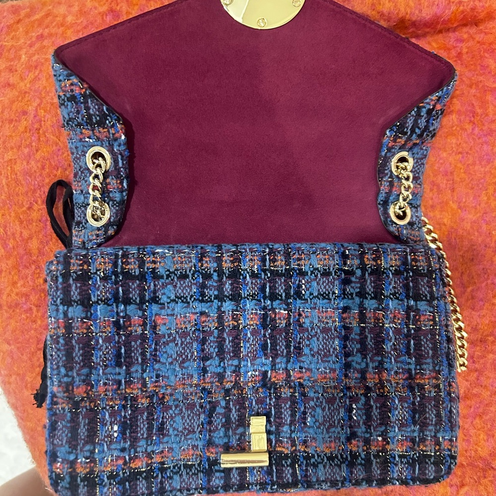 SANDRO YZA Tweed Shoulder Bag in Blue - Picture 9 of 13